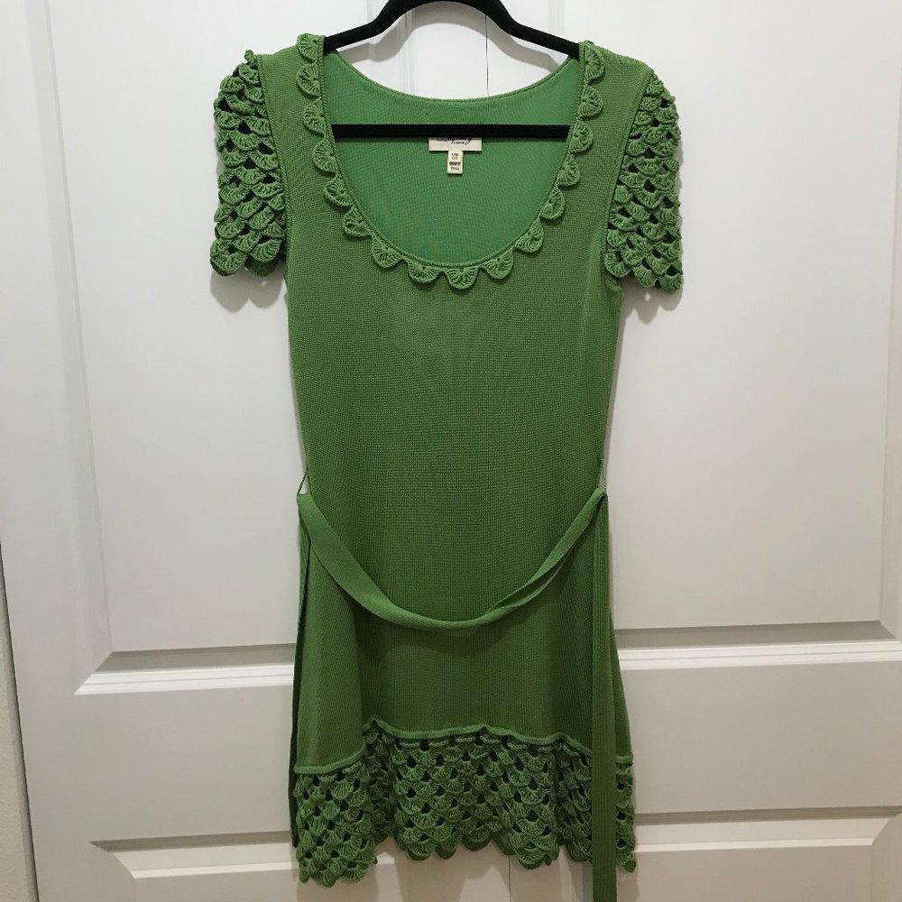 Temperley London Green Silk Knit Short Sleeve Dress